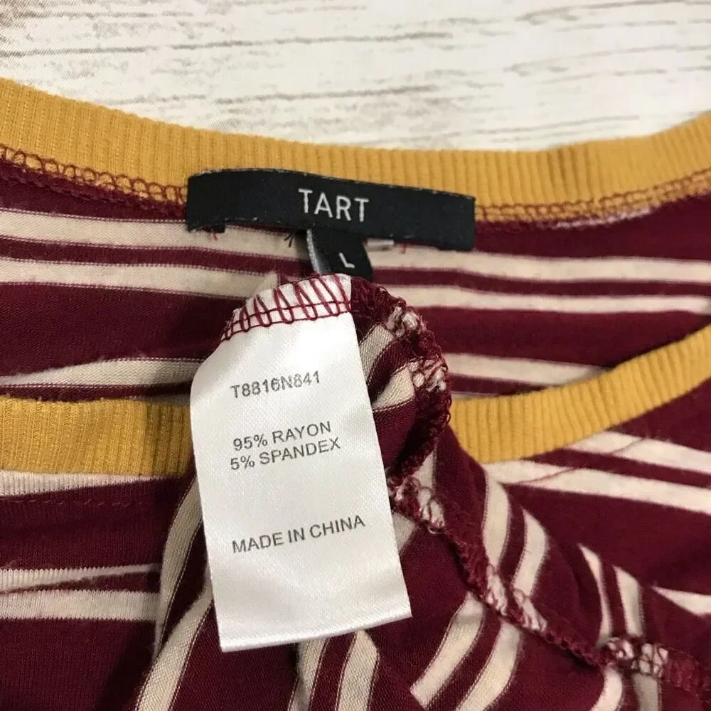 Tart Stitch Fix Knit Striped‎ Top Shirt Size large burgandy gold - Picture 3 of 10